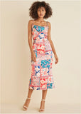 Cowl Neck Slip Dress Venetian Patchwork