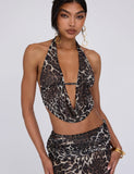 PEARL TOP MULTI LEOPARD