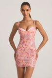 Embellished Camisole Bodycon Mini Dress in Pink