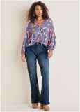 Woven Tunic Top Blue Multi