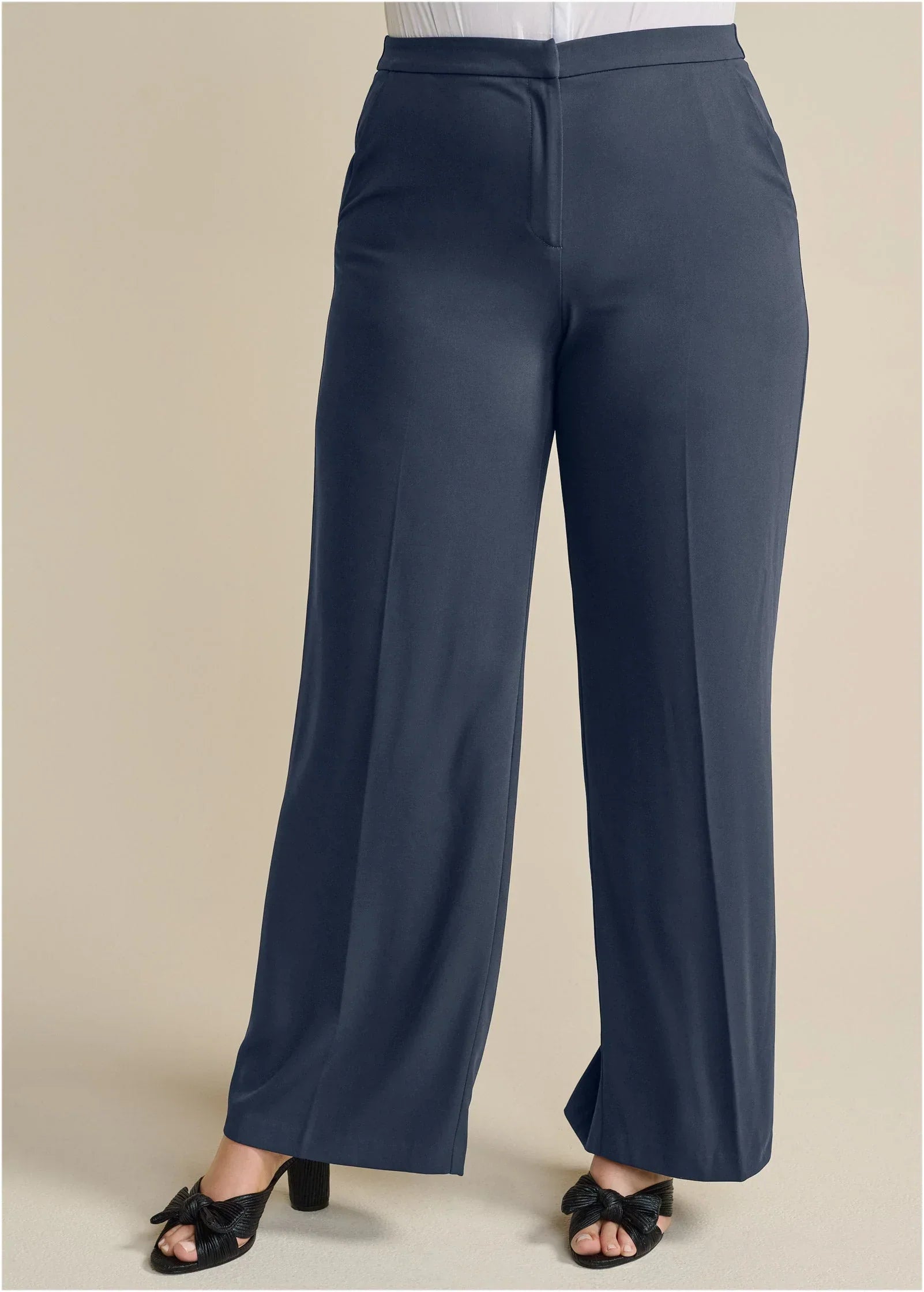 High Rise Wide Leg Trousers Navy