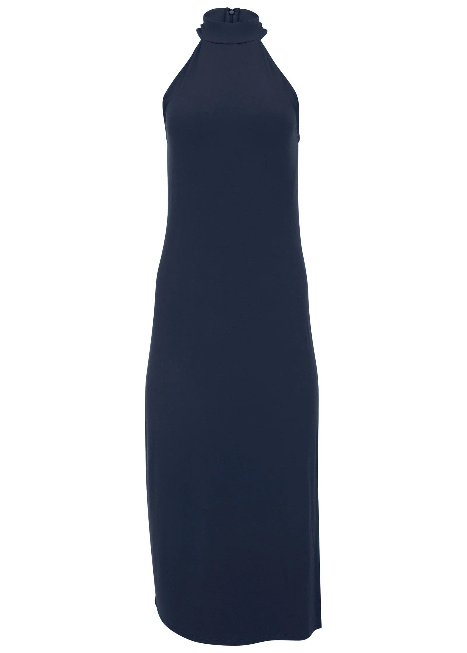 High Neck Midi Dress Navy