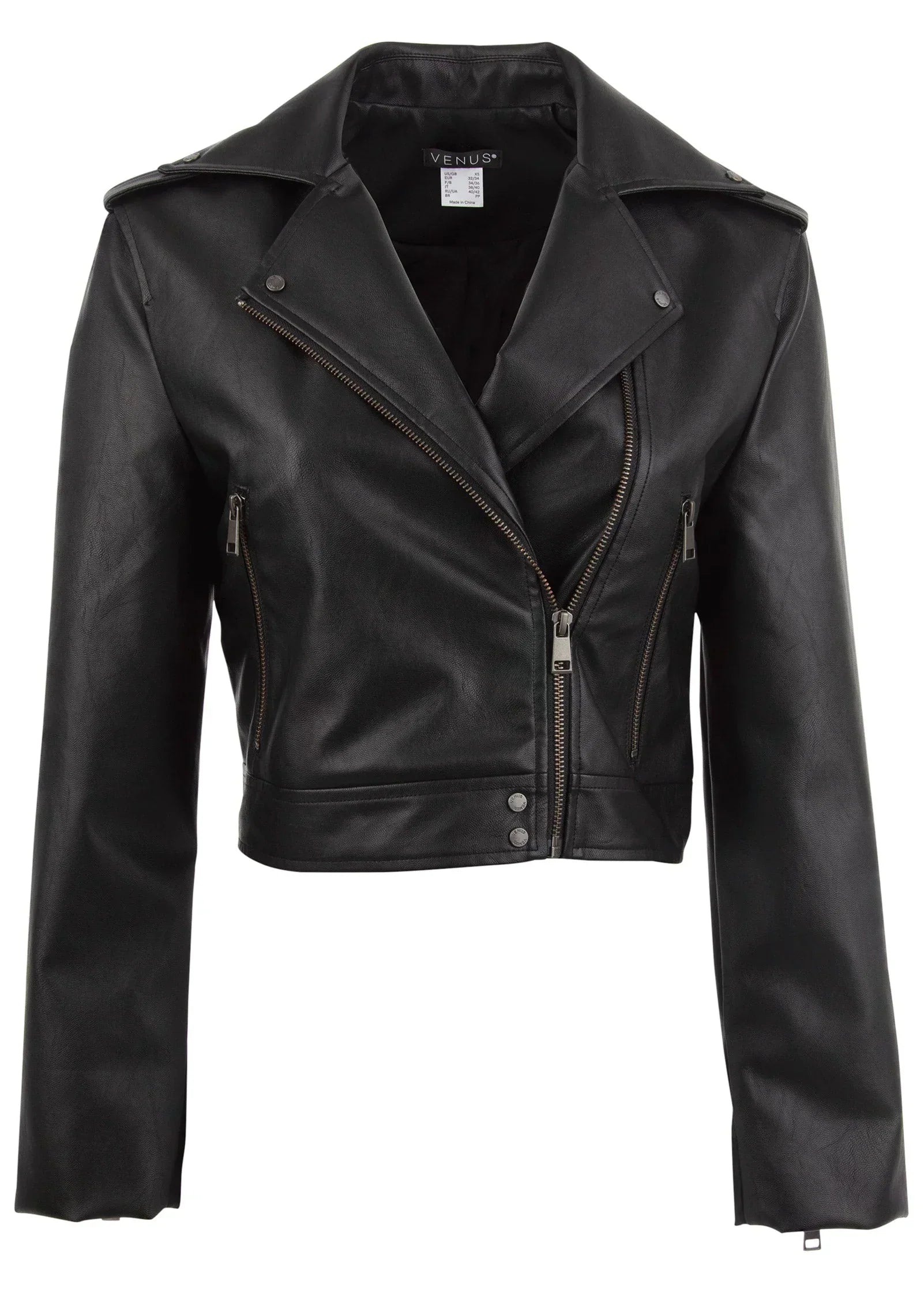 Faux Leather Moto Jacket Jet Black