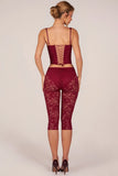 Laced Capri Trousers in Cherry Red
