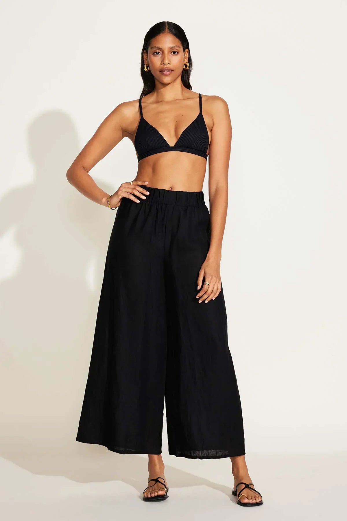 Tallows Linen Wide Leg Pant Black EcoLinen