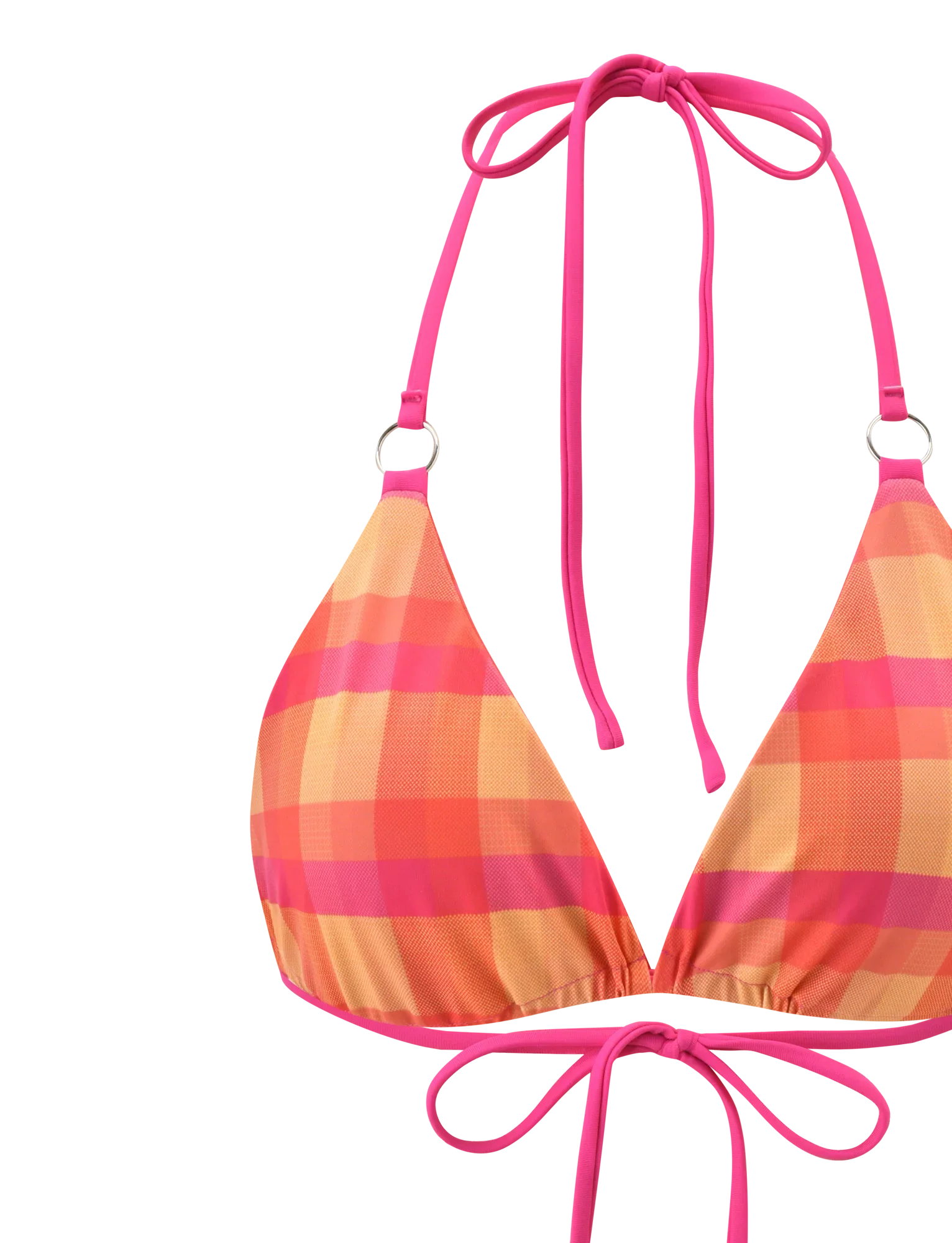 AYANNA REVERSIBLE BIKINI TOP GINGHAM AND RESORT PLAID