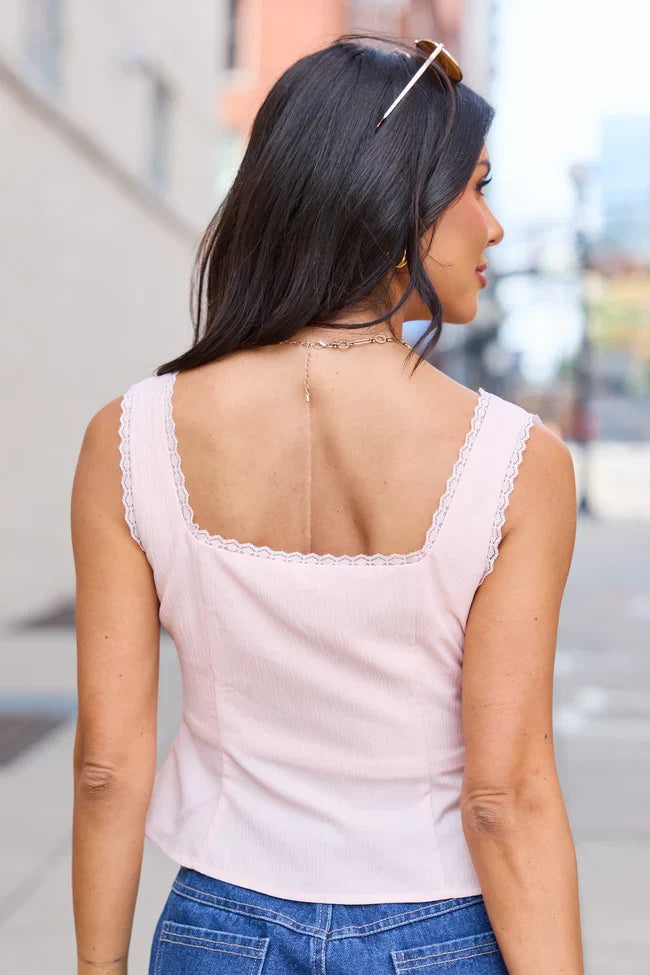 Persephone Pink Lace Trim Tank