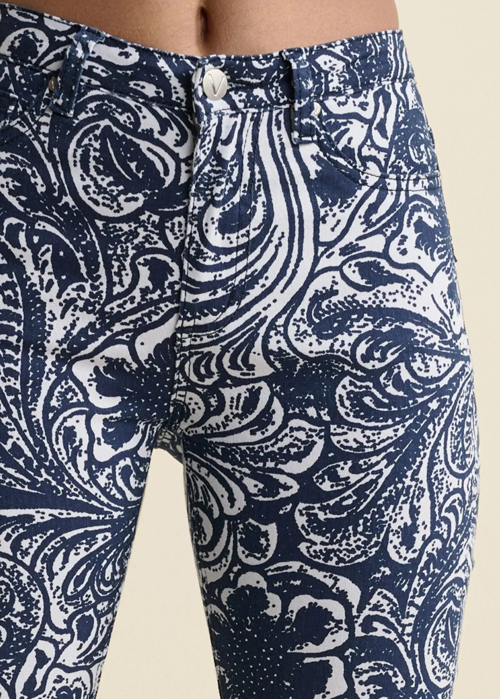 Paisley Print Skinny Jeans Blue Multi
