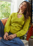 Cable Knit Cut Out Sweater Lentil Sprout