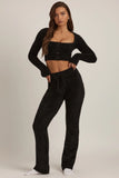 Fluffy Knit Wide Leg Trousers in Black