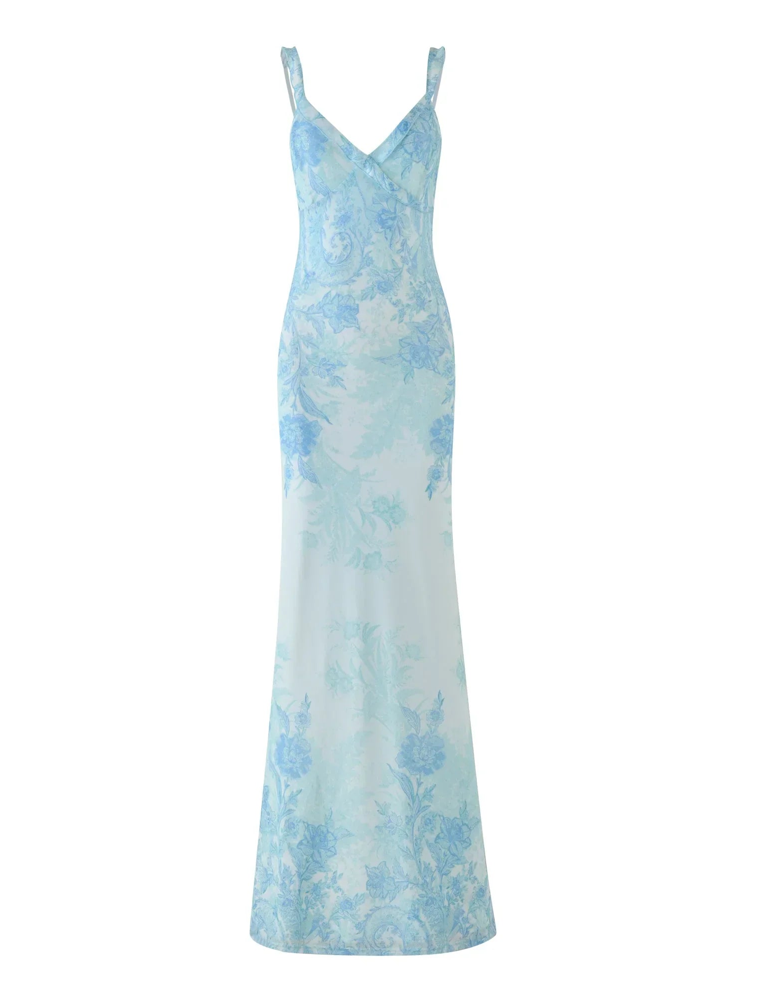 GUILIANNA FRILL MAXI DRESS BLUE FLORAL TAPESTRY