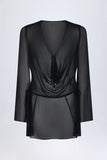 Cowl Neck Mini Dress in Black