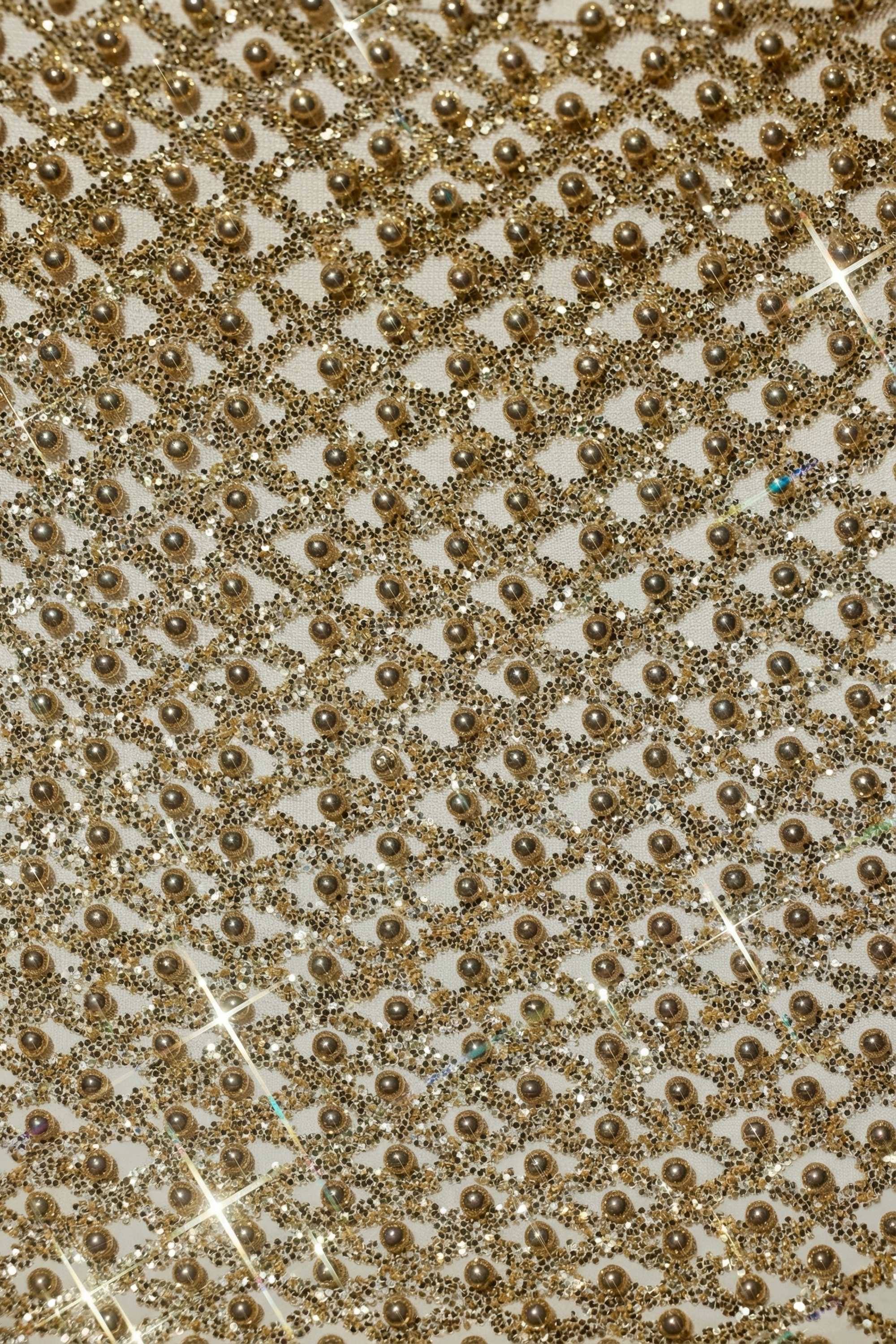 Embellished Low Rise Mini Skirt in Gold