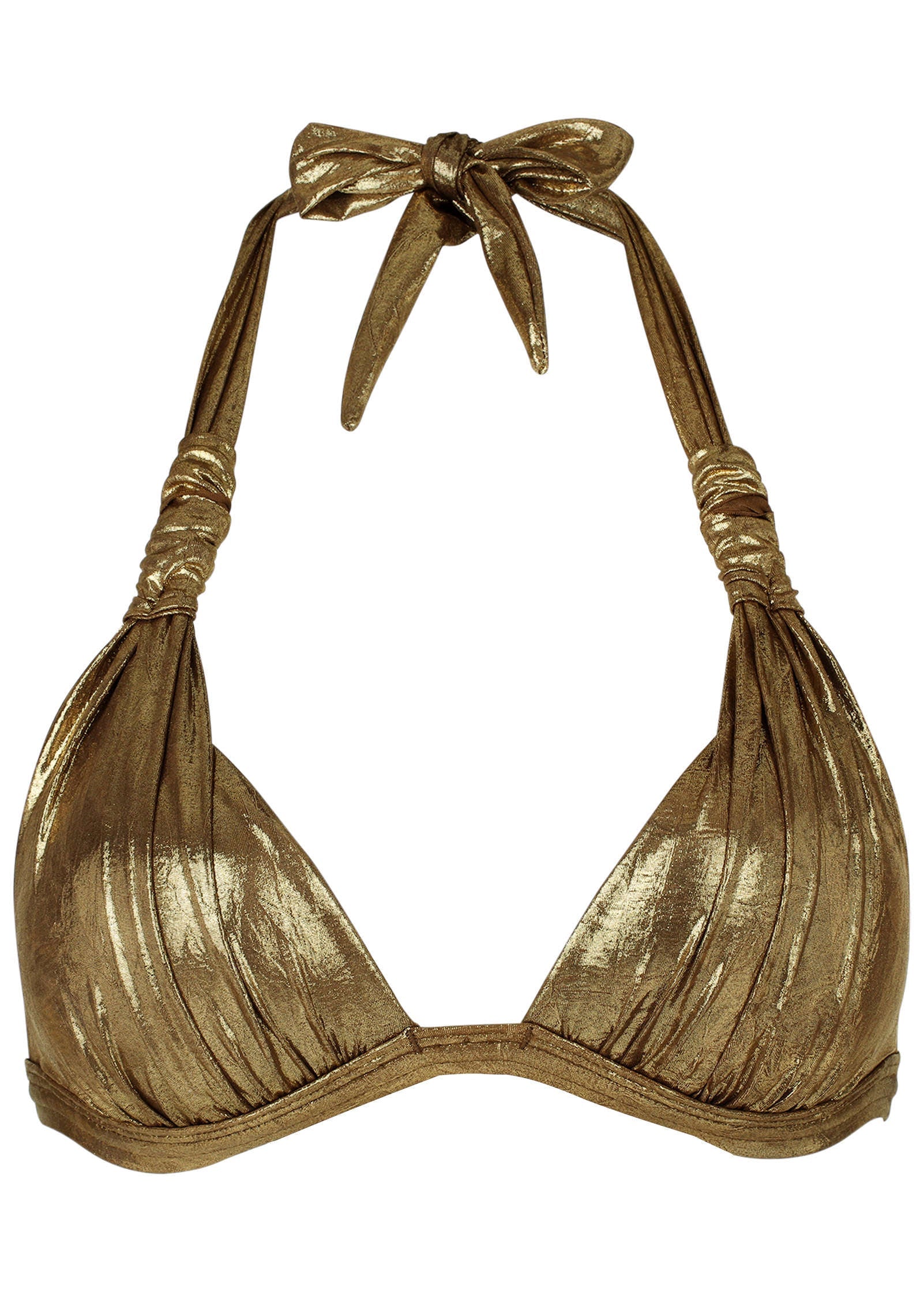 Metallic Goddess Push Up Halter Top Mahogany Shine