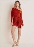 Glitter Knit One Shoulder Top Racing Red Glitter Knit