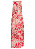 Printed Slit Maxi Dress Red Multi