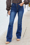 My Favorite Dark Wash Button Up Flare Jeans