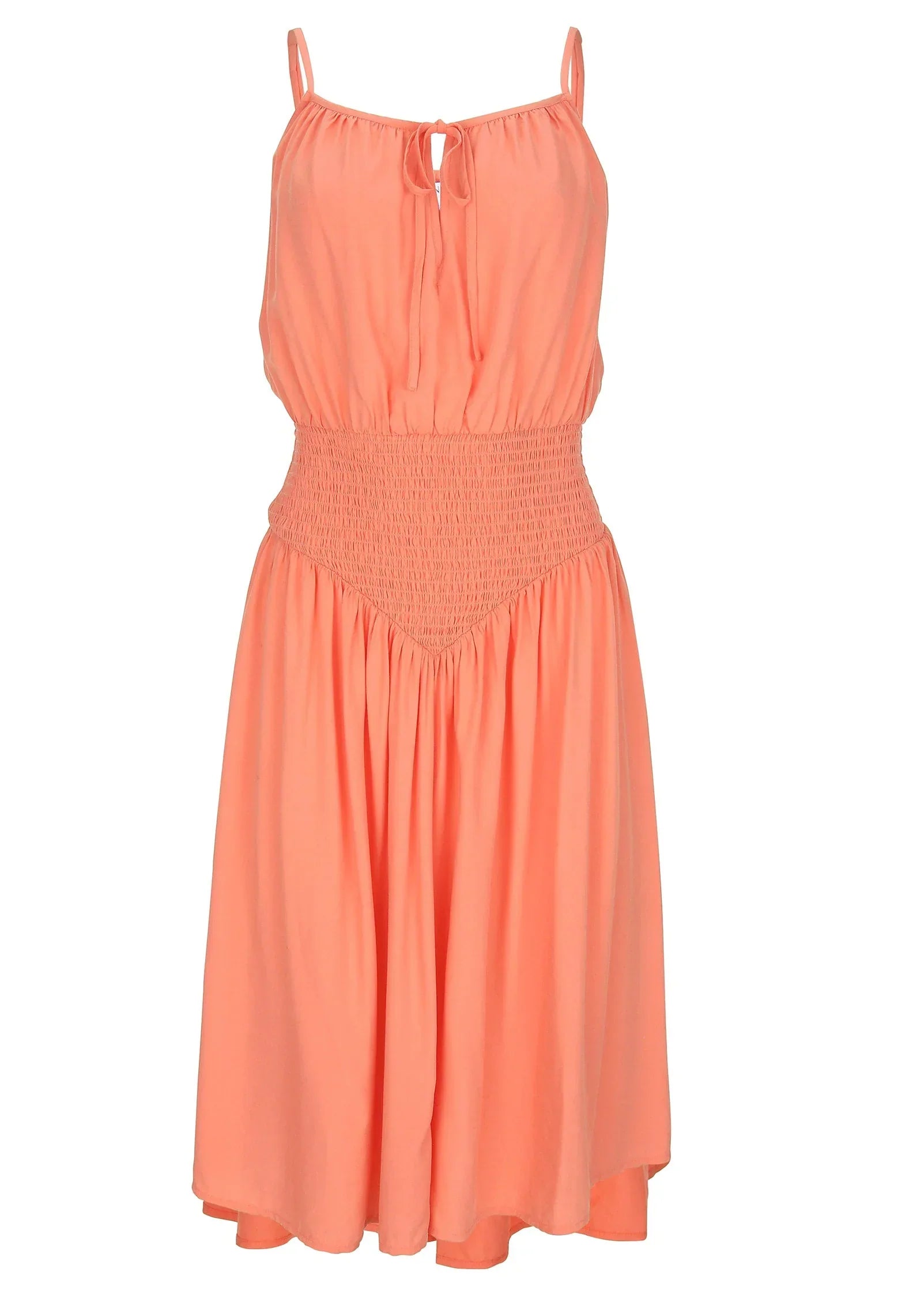 Smocked Midi Dress Burnt Coral