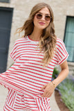 Double Take Red Striped Top