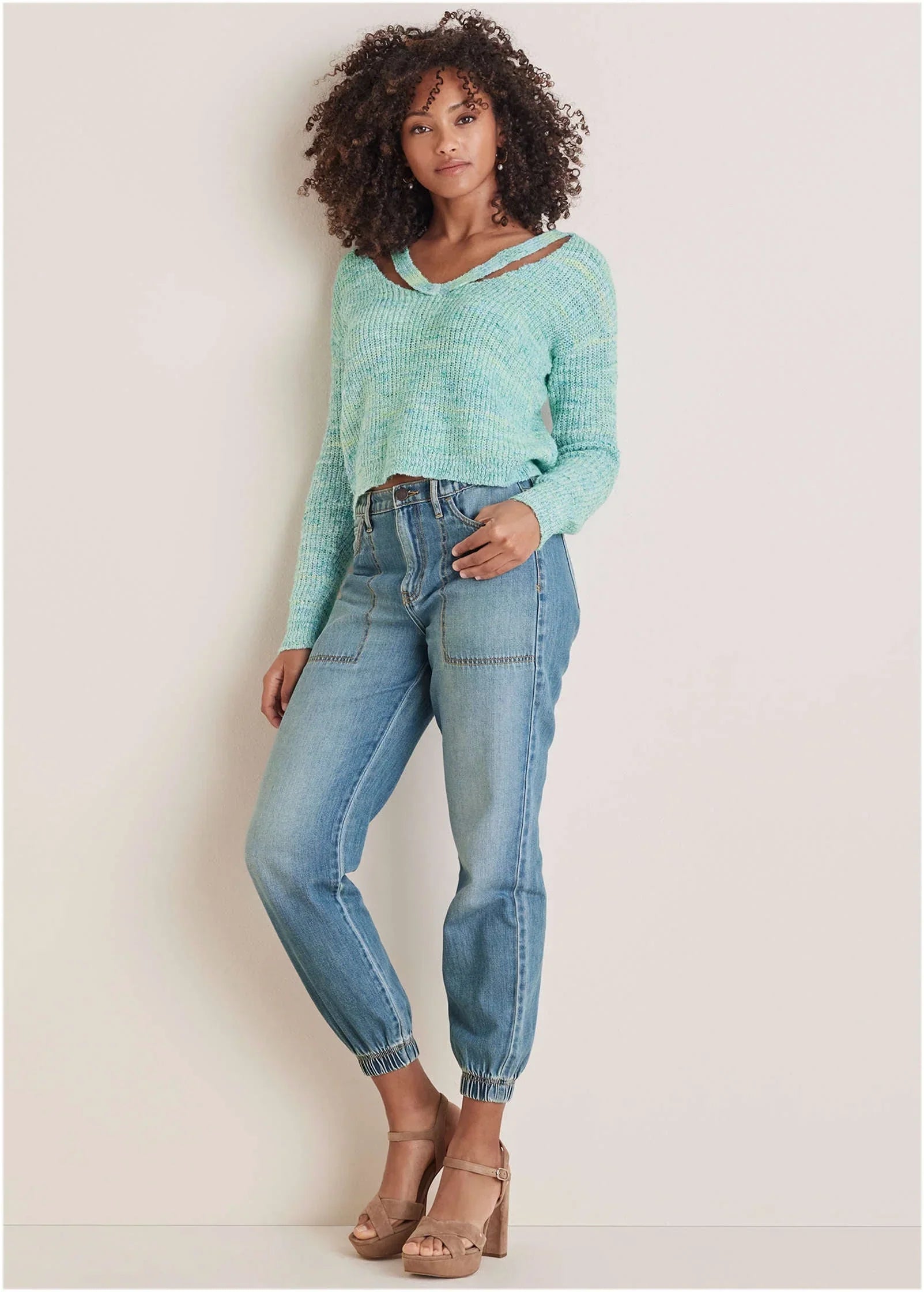 Spacedye V Neck Sweater Blue Multi