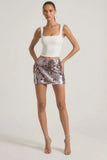 Sequin Embellished Mini Skirt in Silver