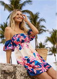 Off The Shoulder Satin Mini Flower Wave