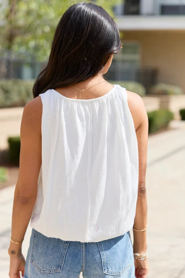 Nothing In My Way Off White Bubble Hem Knit Tank Top