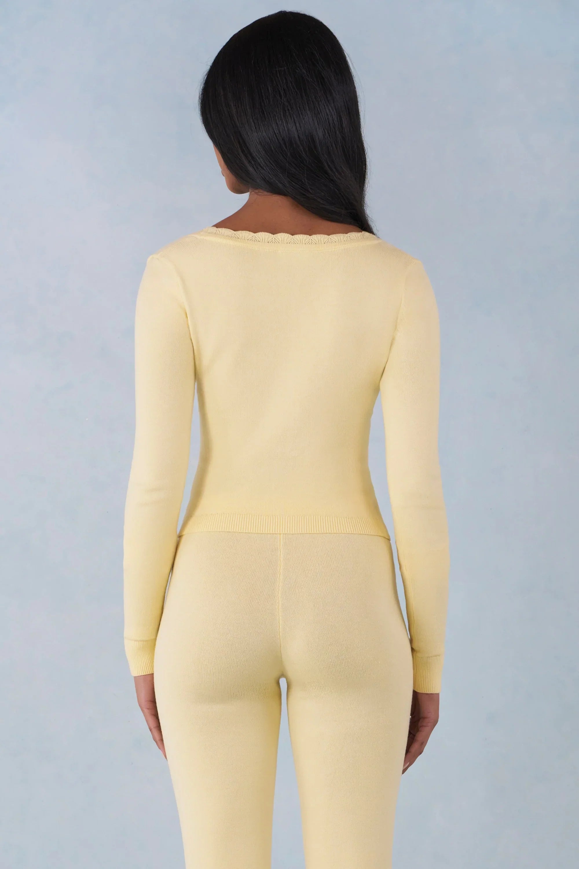 Knit Long Sleeve Cardigan in Butter Yellow