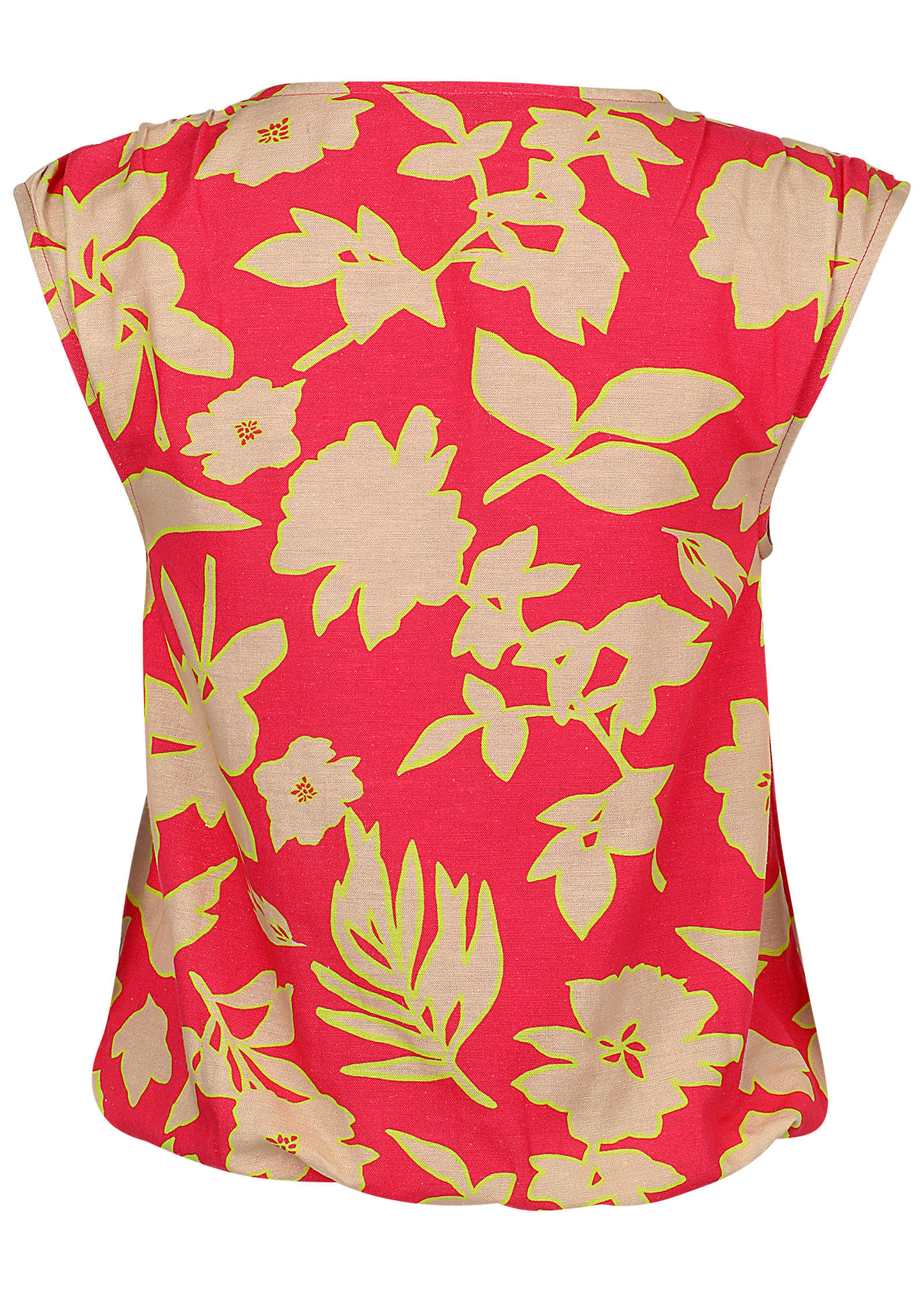 Linen V Neck Tank Warm Block Floral