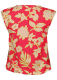 Linen V Neck Tank Warm Block Floral