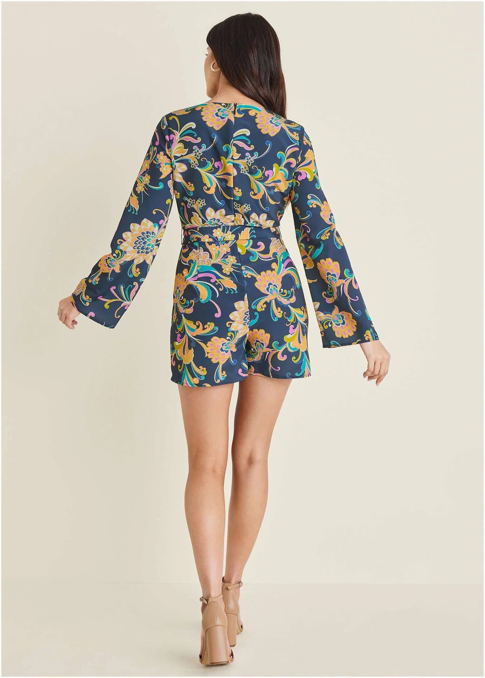 Long Sleeve Skort Romper Mystic Jacobean