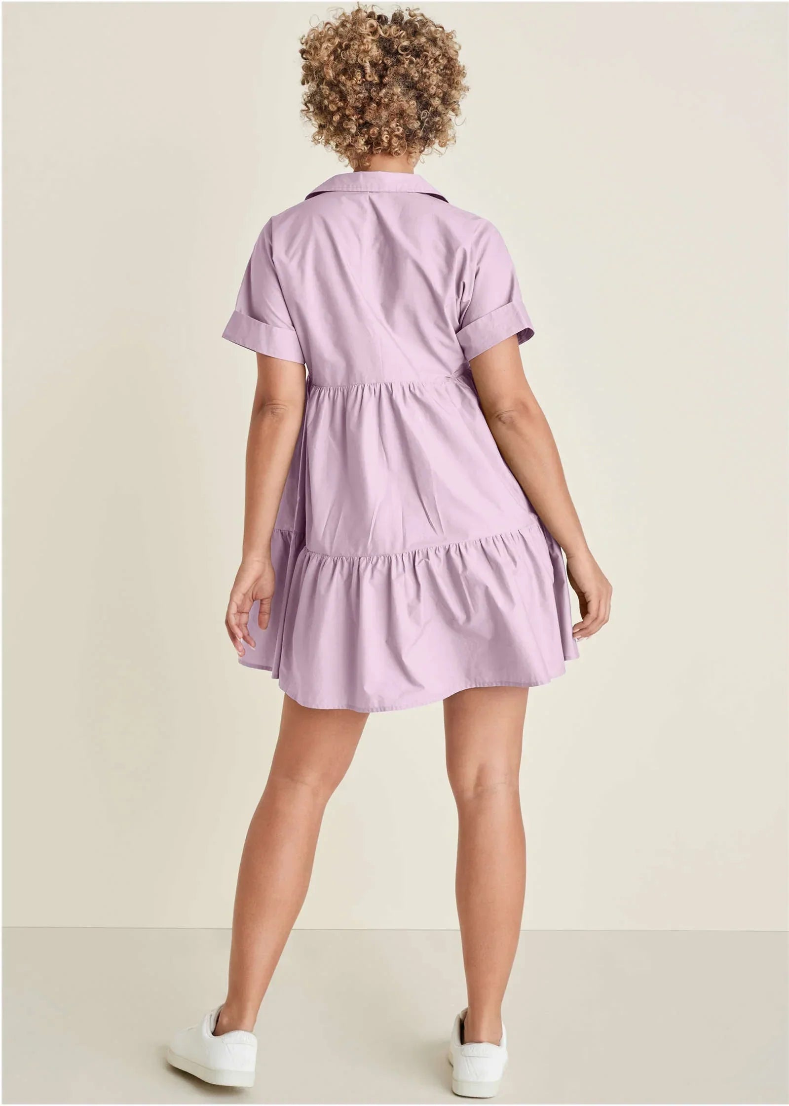 Cotton Poplin Tiered Dress Lilac