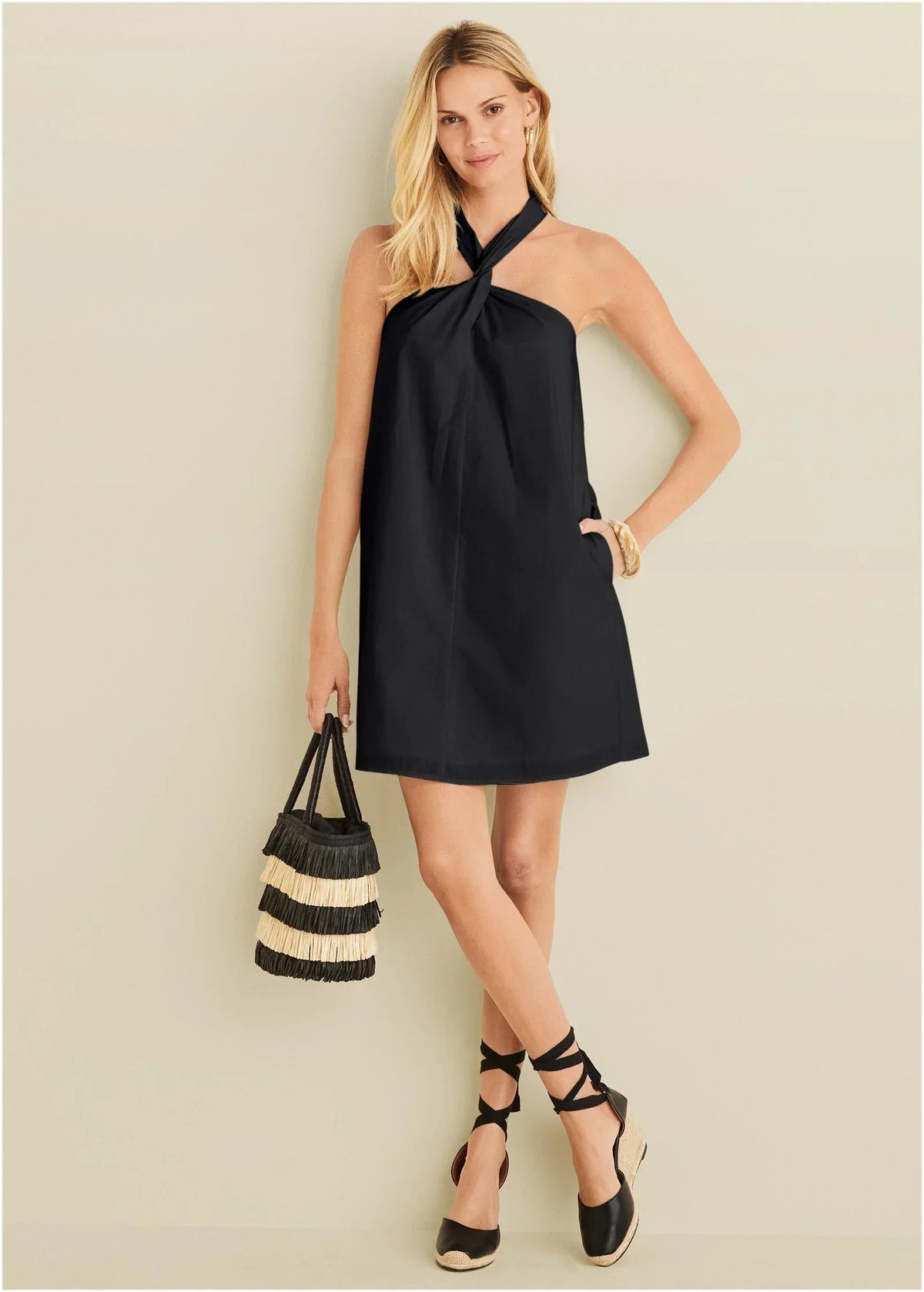 Twist Halter Dress Jet Black