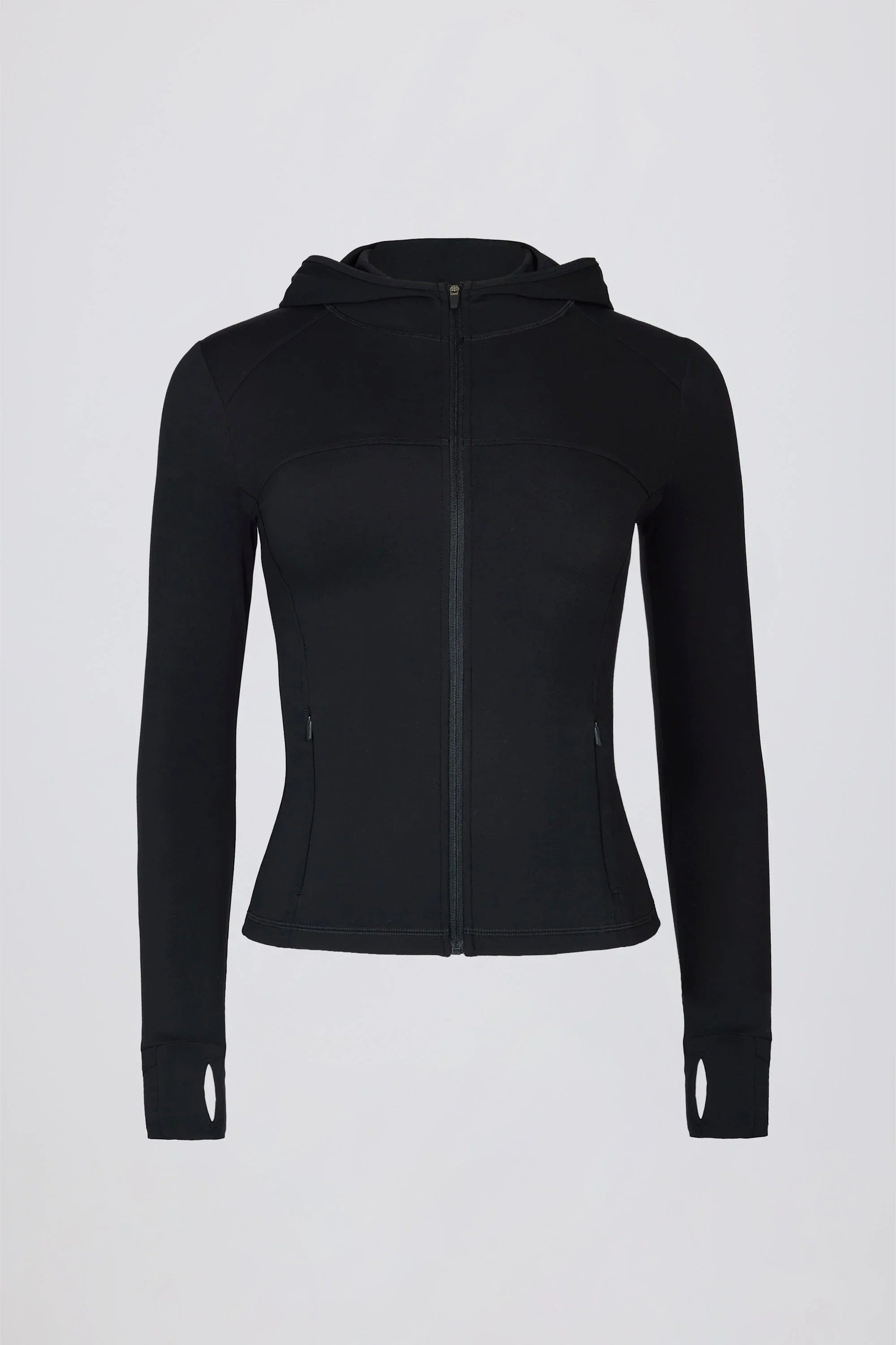 Soft Active Hooded Mid Layer Jacket in Black