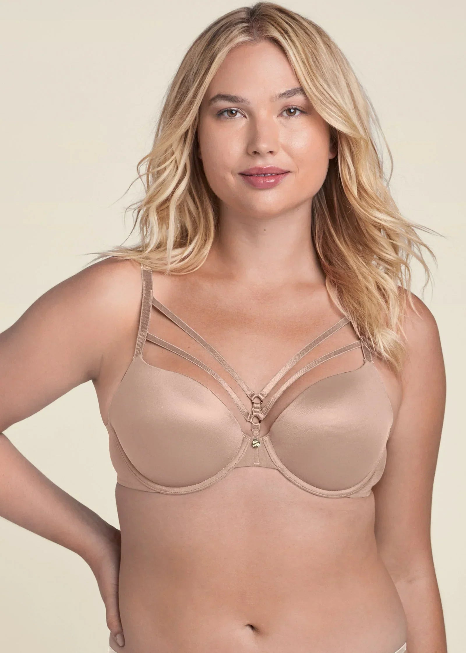 Pearl By VENUSÂ Strappy Plunge Bra Sonoran Sand