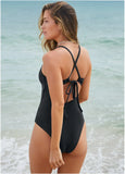 Superrib Tie Back One Piece Black Beauty