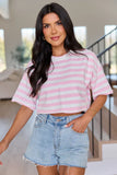 Perfect Idea Cropped Pink Striped Tee