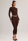 Modal Mid Rise Cropped Leggings in Chocolate Brown