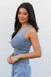 Back To Square One Acid Washed Ribbed High Neck Tank