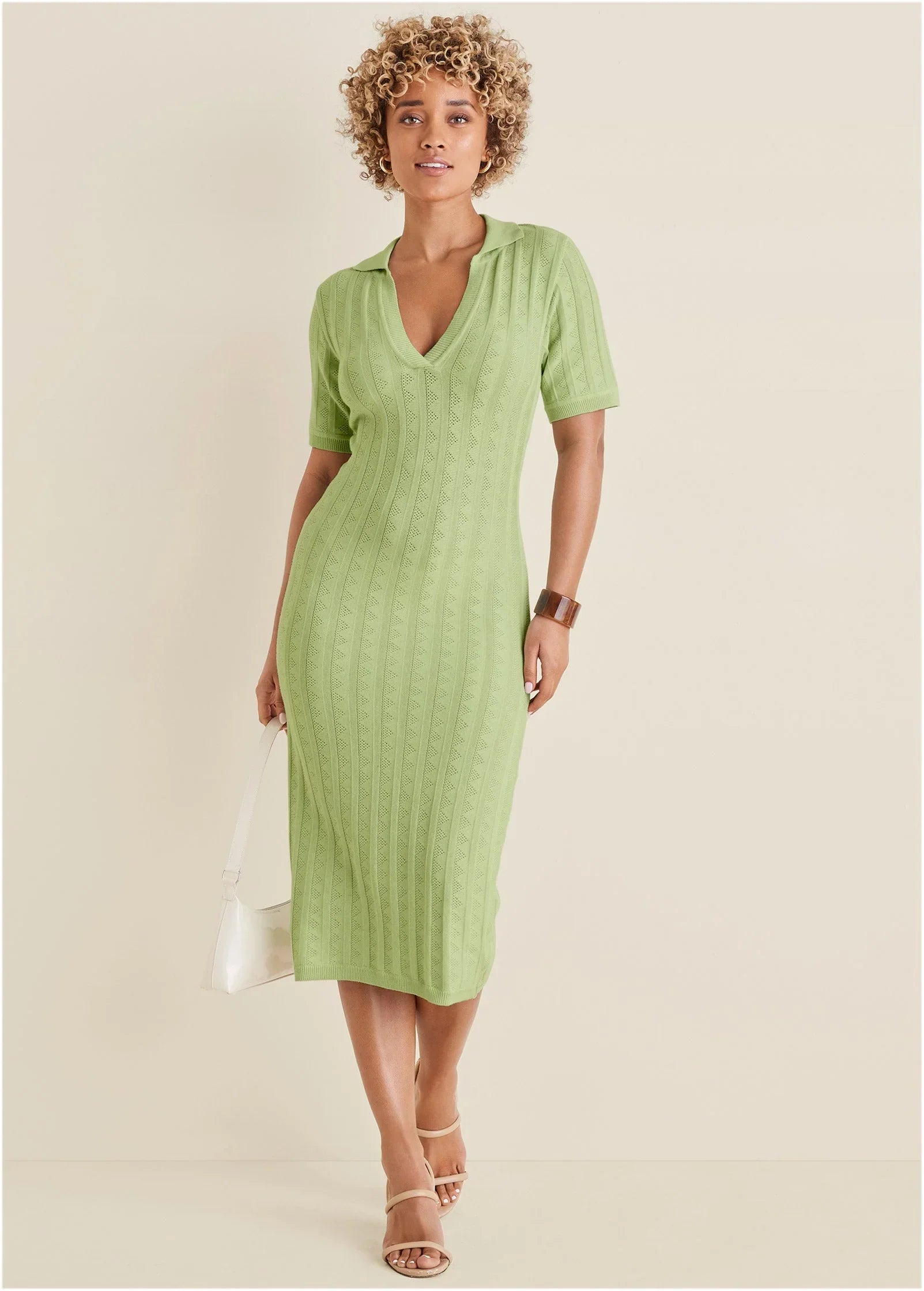 Pointelle Sweater Dress Mint