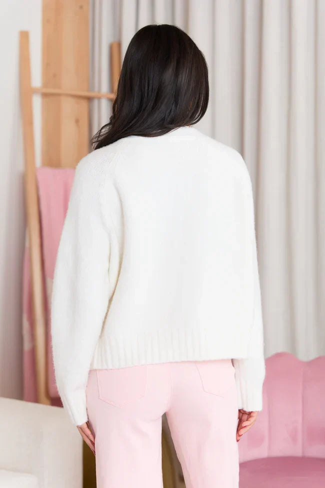 Fallon Ivory V Neck Sweater SALE