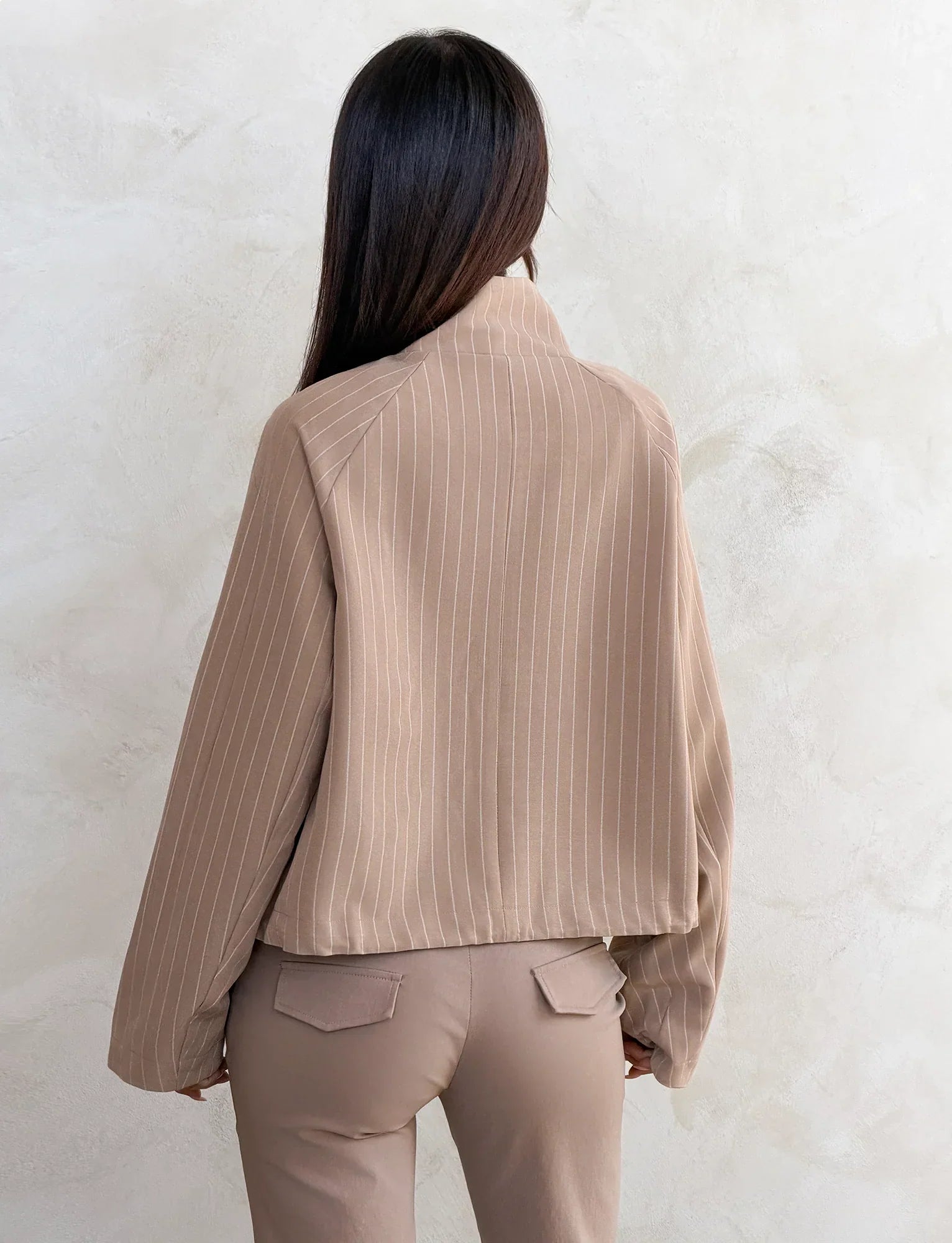 LENNEX JACKET TAN PINSTRIPE