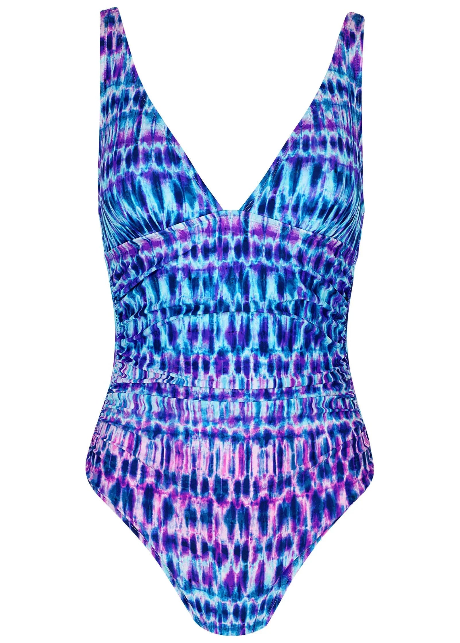Riviera Ruched Swimsuit Blurred Leopard Stripe