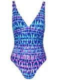 Riviera Ruched Swimsuit Blurred Leopard Stripe