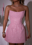 True Beauty Embellished Lace Mini Dress Pink