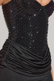 Embellished Corset Maxi Dress in Black