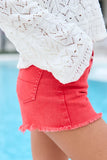 My Favorite Red Acid Wash Button Fly Shorts