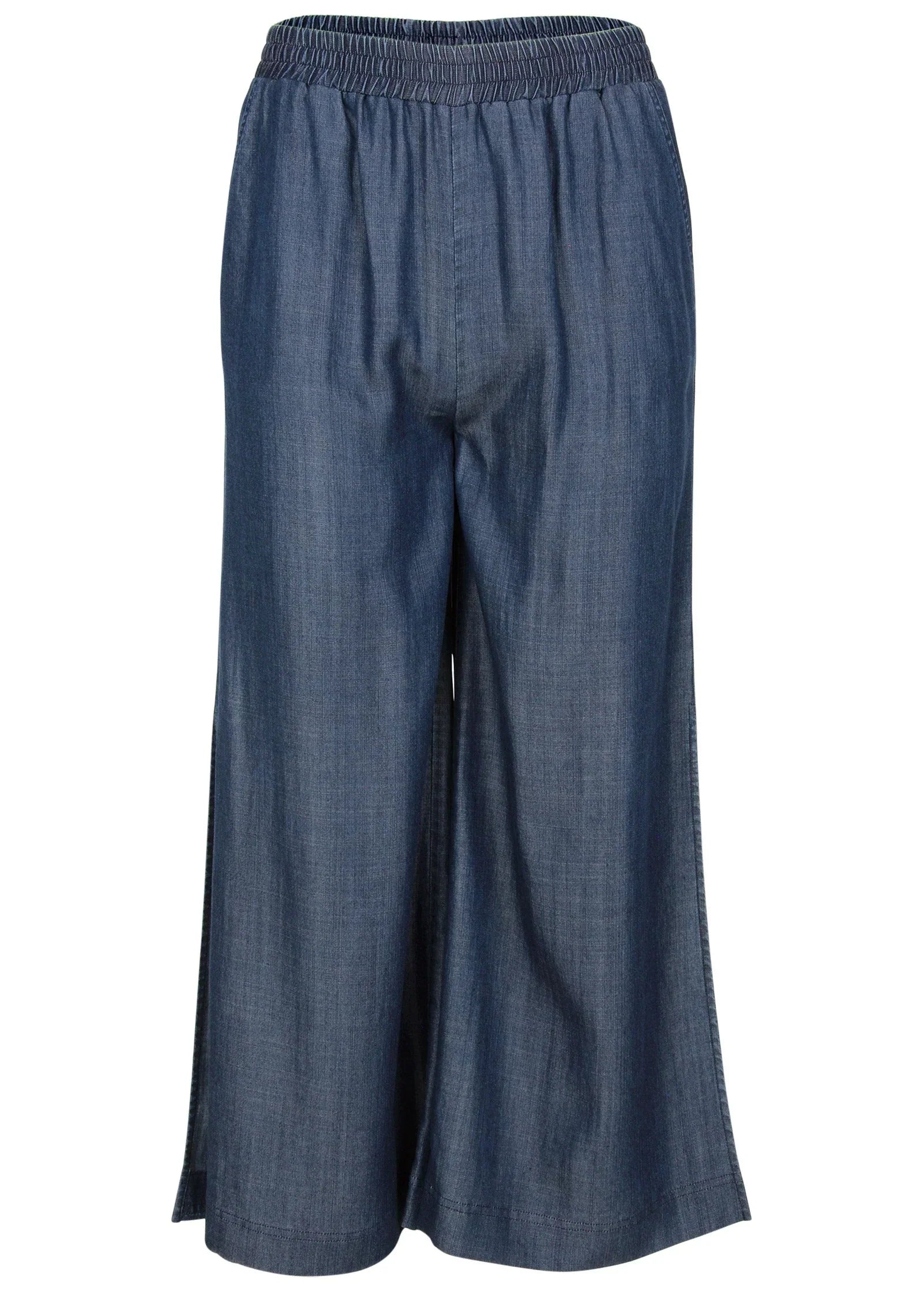 Chambray Cropped Pants Dark Wash