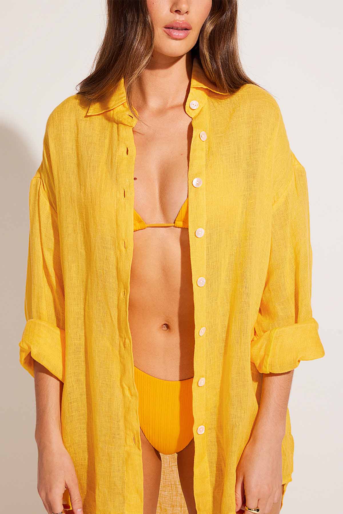 Playa Linen Boyfriend Shirt Sunflower EcoLinen
