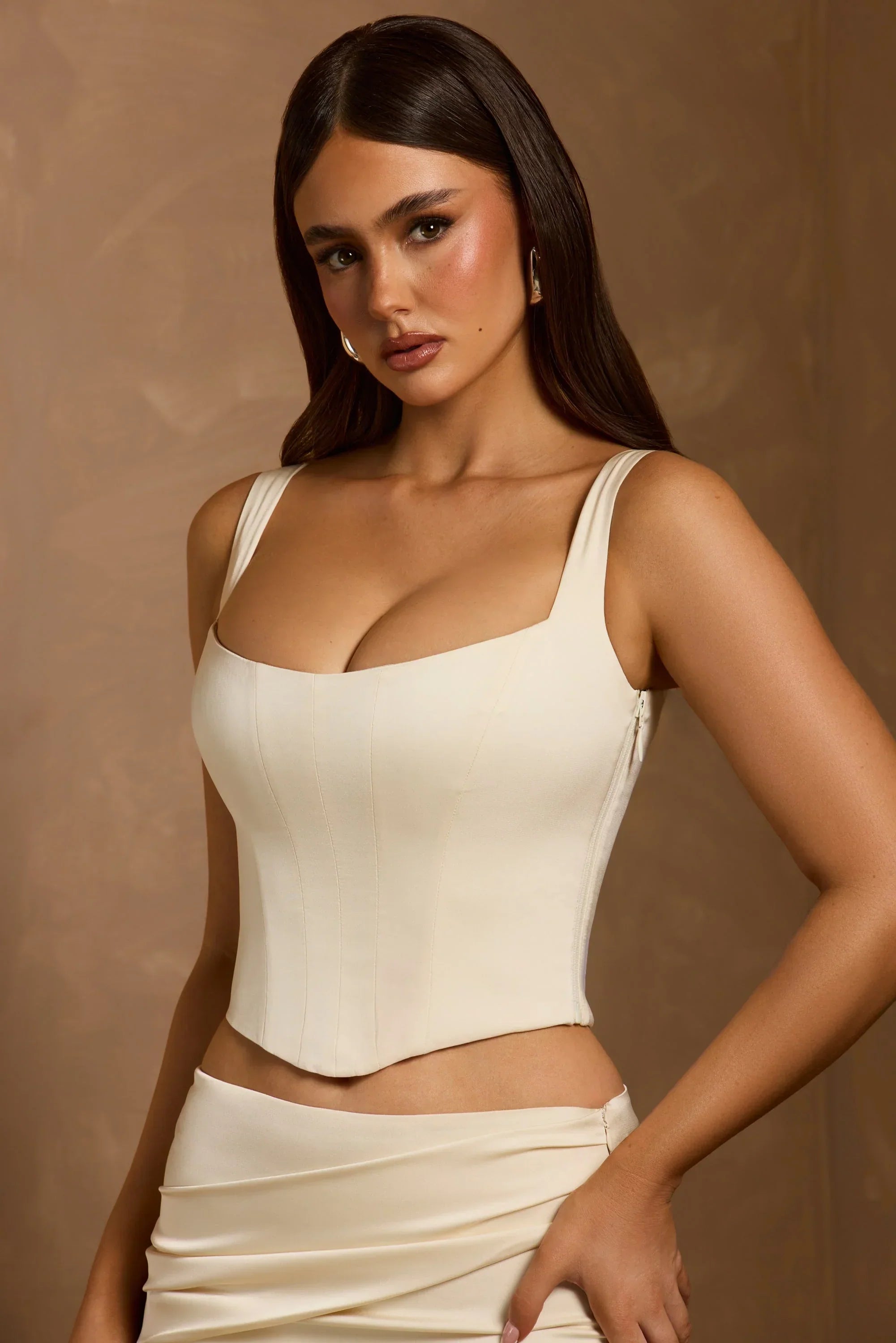Lace Up Corset Top in Ivory